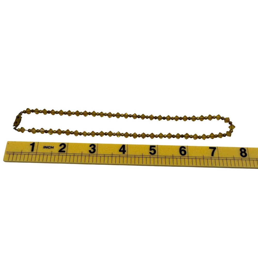 Vintage Amber Glass Bicone Bead Necklace Filigree Box Clasp Gold Tone Boho Retro - Picture 4 of 5